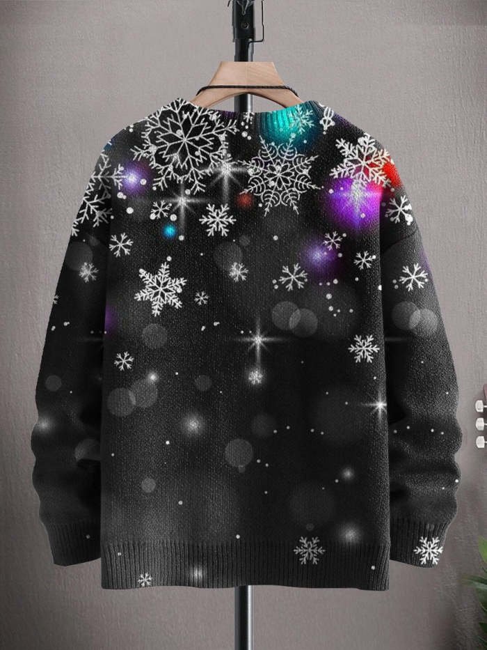 Chrismas Snowflake Multicolor Winter Print Casual Sweatshirt