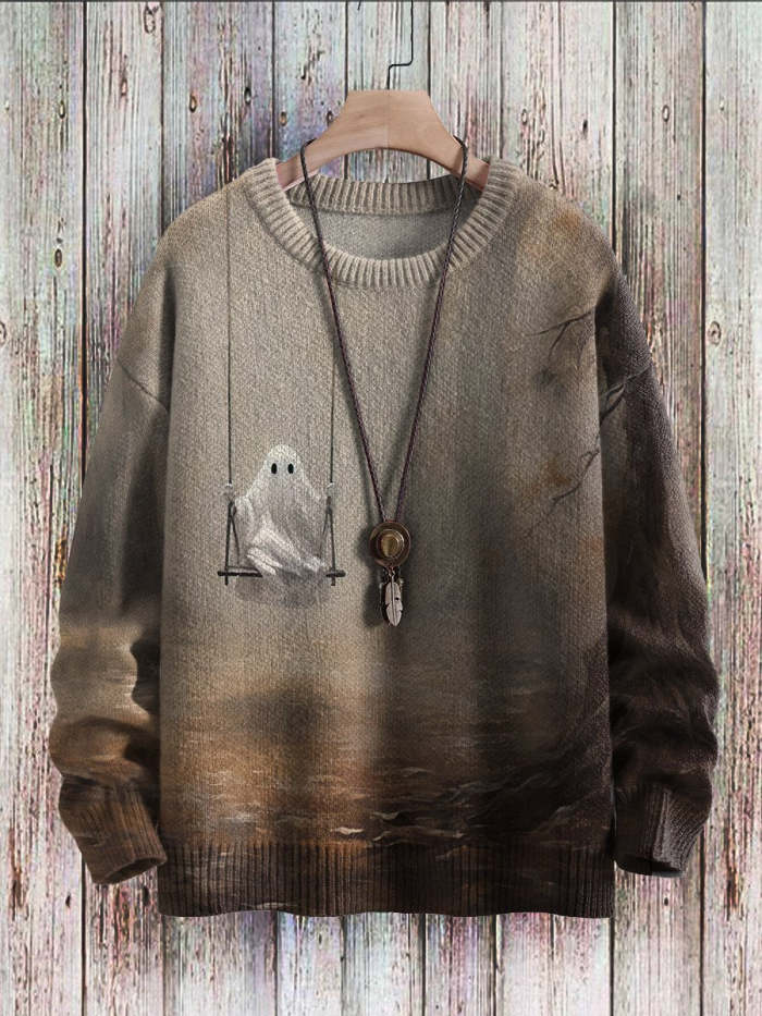 Halloween Retro Cute Spooky Swing Print Graphic Sweater