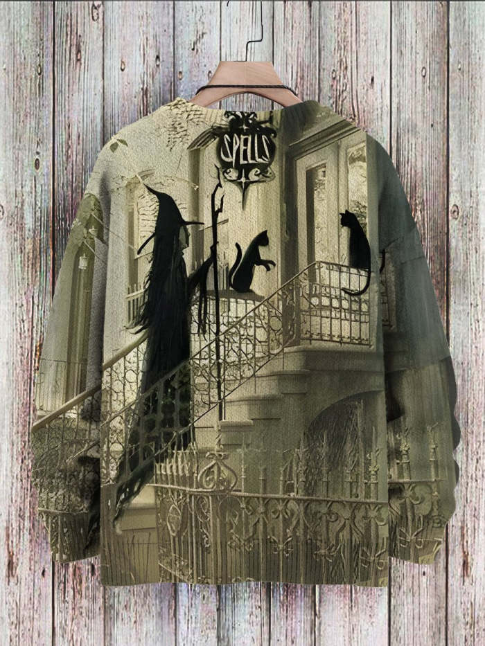 Halloween Witch Art Print Casual Sweatshirt