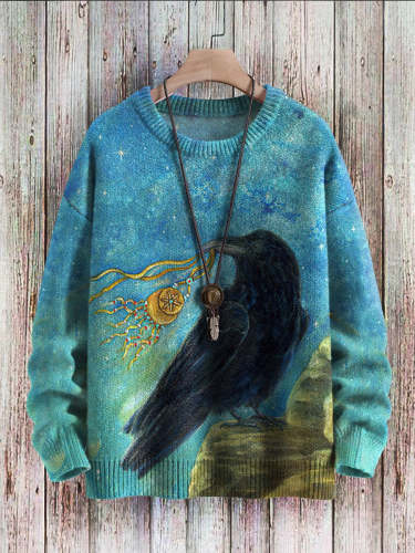 Halloween Raven Troupe Print Sweater