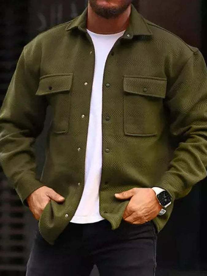 Men'S Fashionable Printed Pocket Button Lapel Jacket