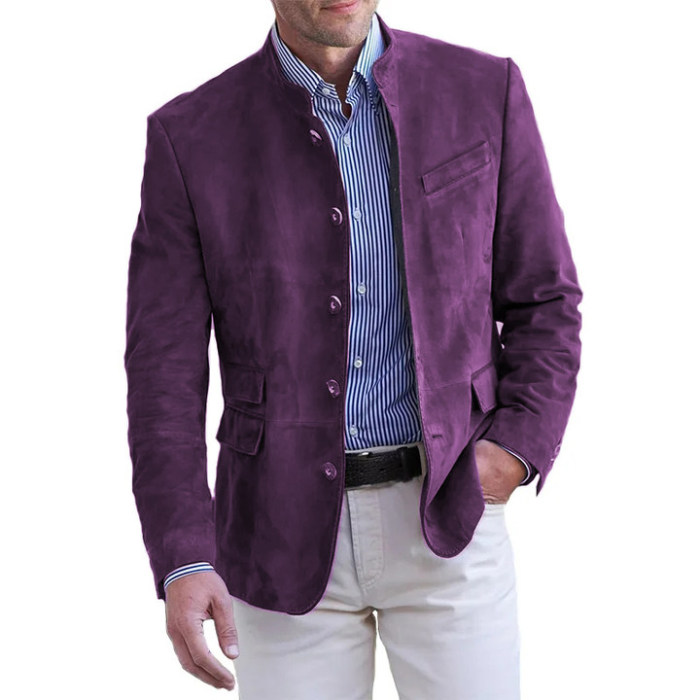 Men's Classic Soild Color Vintage Casual Button Down Jacket