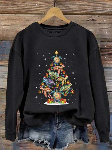 Women's Christmas Turtle Casual Sweatshirt