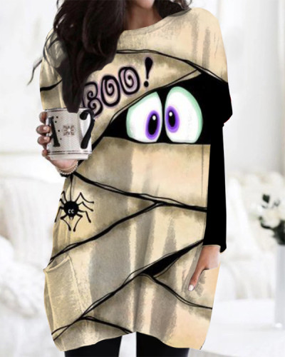 Halloween Boo Mummy Inspired Contrast Knitting Top