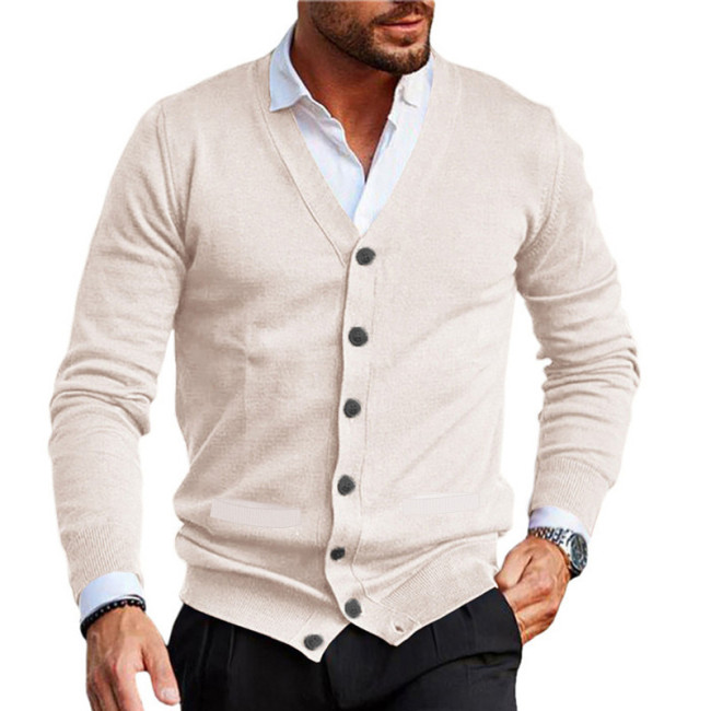 Men's casual V-neck cardigan coat