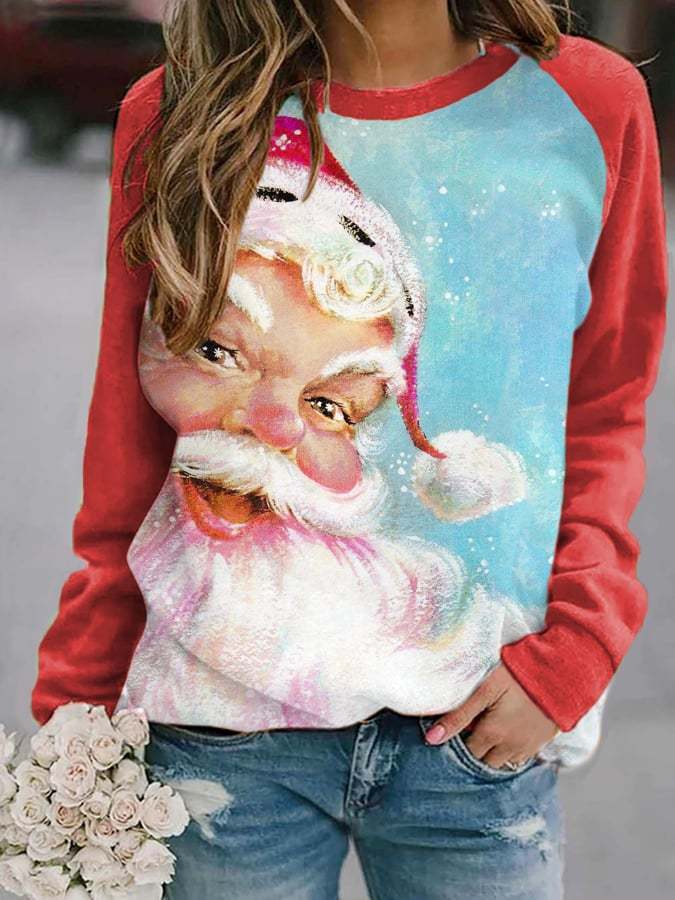 Women's Santa Claus Print Merry Christmas Casual Sweatshirt