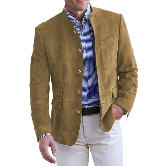Men's Classic Soild Color Vintage Casual Button Down Jacket