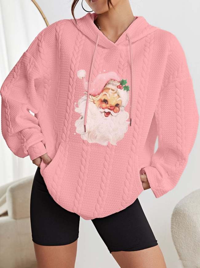 Women's Pink Santa Casual Hoodie