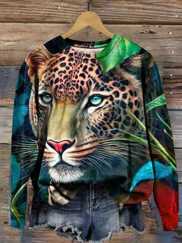 Women's Jungle Tiger Long Sleeve Crewneck Sweatshirt