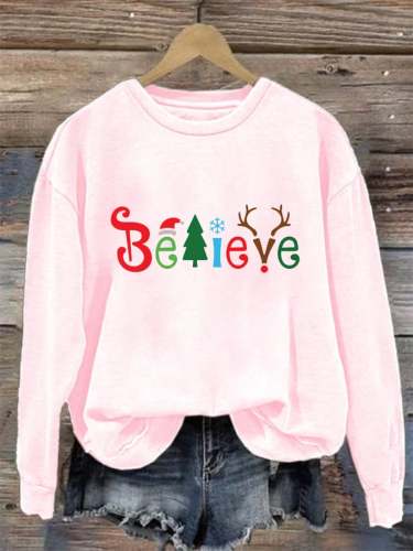Christmas Sweatshirt With Belive Printv