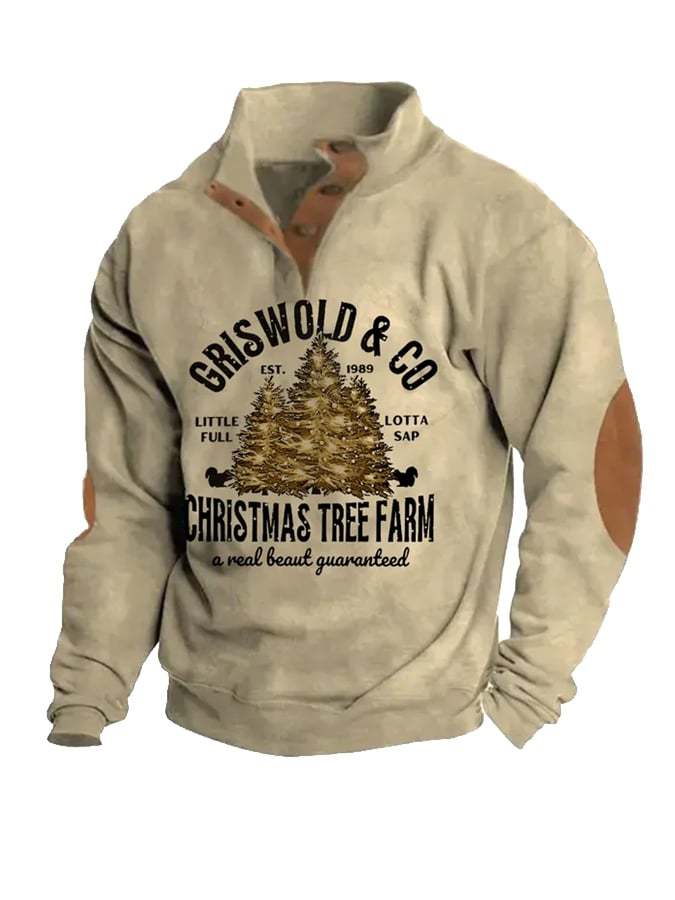 Men's Griswold & Co Est 1989 Christmas Tree Farm Print Casual Sweatshirt