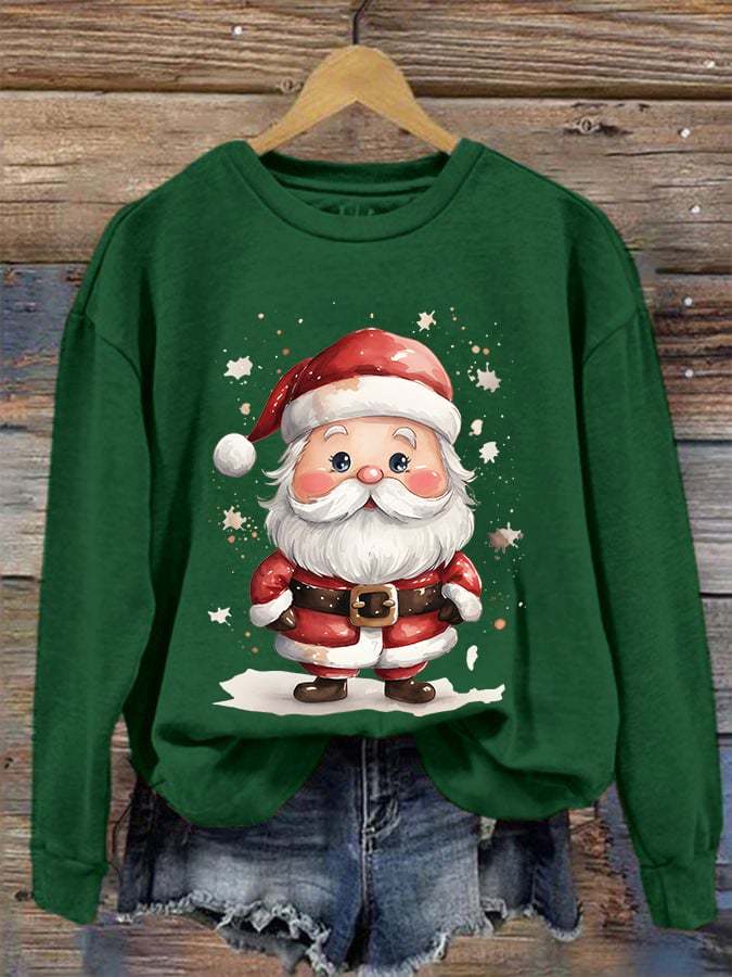 Women's Santa Printed Crew Neck Sweatshirt
