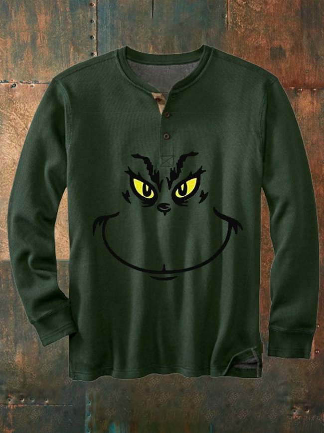 Men's Christmas Funy Face Print Casual Sweatshirt