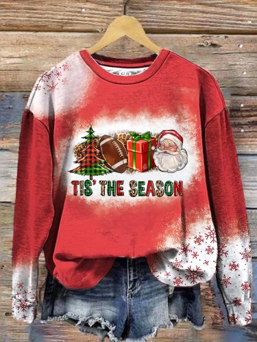 Women's Tis The Season Christmas Football Print Sweatshirt