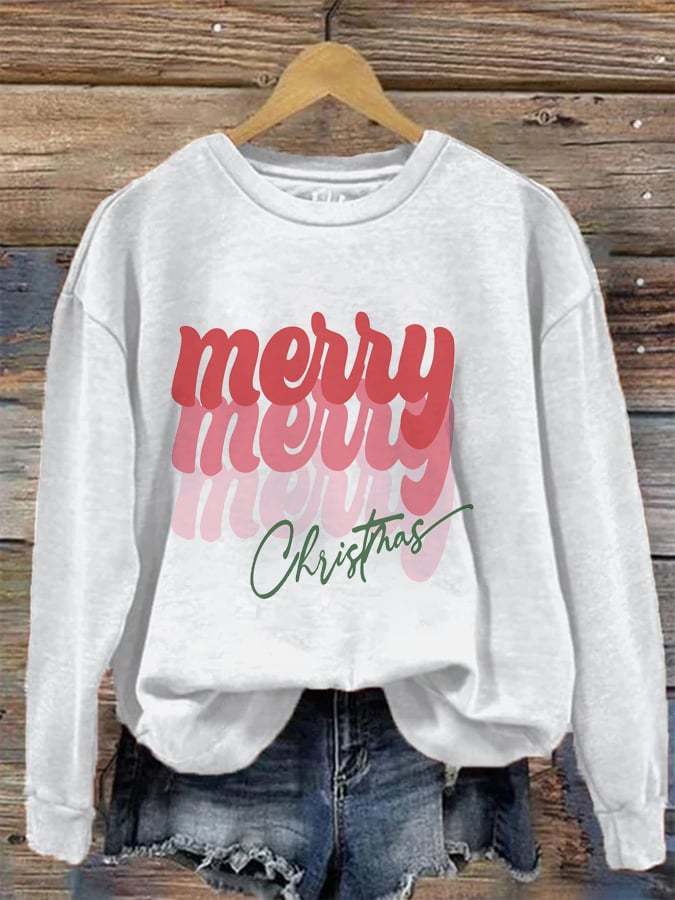 Merry Christmas Print Sweatshirt