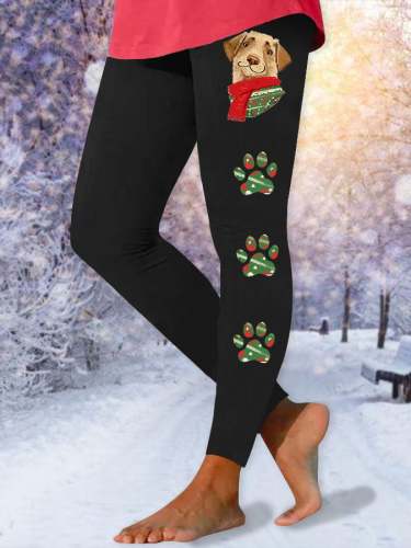 Women's Christmas Dog Print Leggings