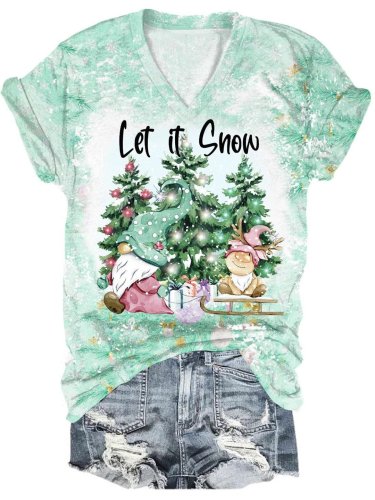 Women's Christmas Let It Snow Print T-Shirt