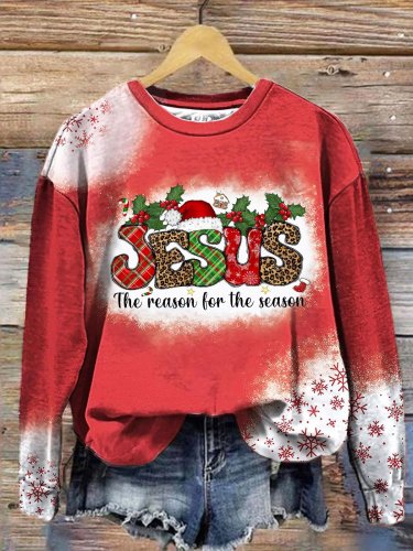 Women's Faith Christmas Jesus The Reason For The Season Print Sweatshirt