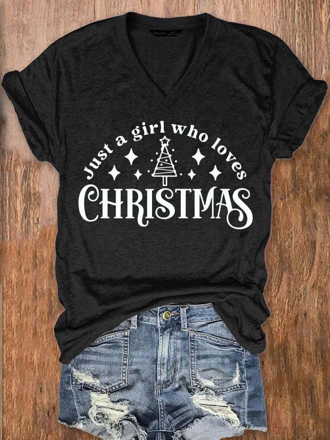 Women's Just A Girl Who Loves Christmas T-Shirt