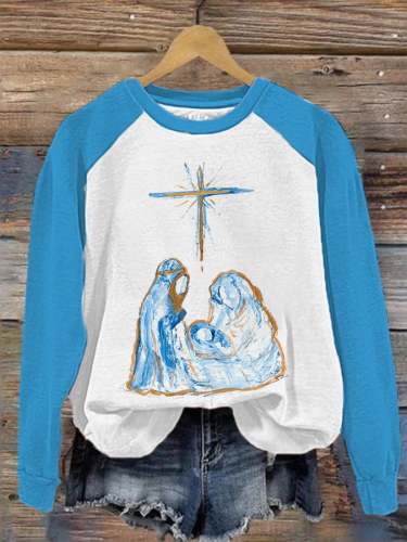 Women's Christmas Faith Nativity Print Sweatshirt