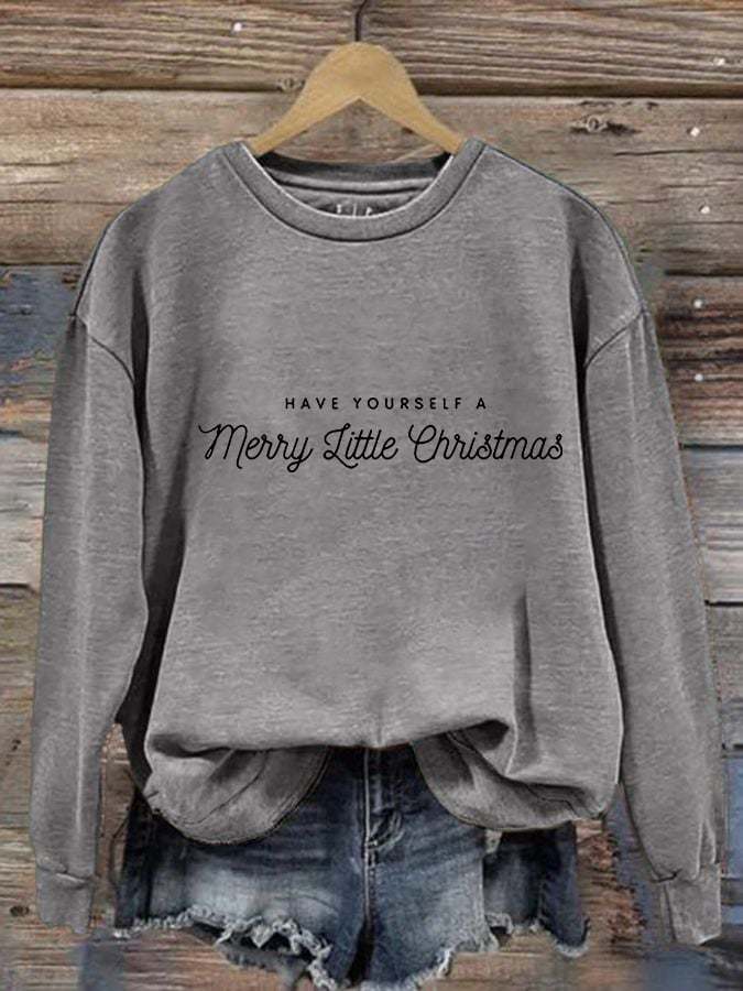 Women's Casual Merry Christmas Print Long Sleeve Sweatshirt