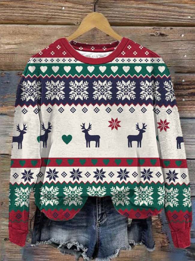 Women's Christmas Holiday Patterned Sweatshirt