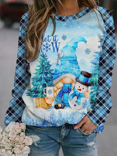 Women's Casual Let It Snow Print Long Sleeve Sweatshirt