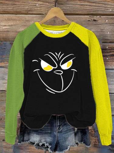 Women's Christmas Green Face Sweatshirt