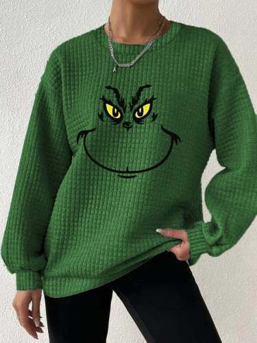 Women's Funny Face Print Casual Sweatshirt
