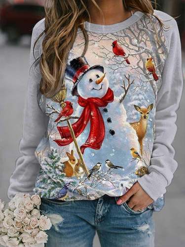 Women's Snowman Print Sweatshirt