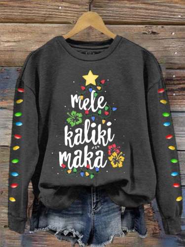 Women's Mele Kalikimaka Hawaii Christmas Print Sweatshirt