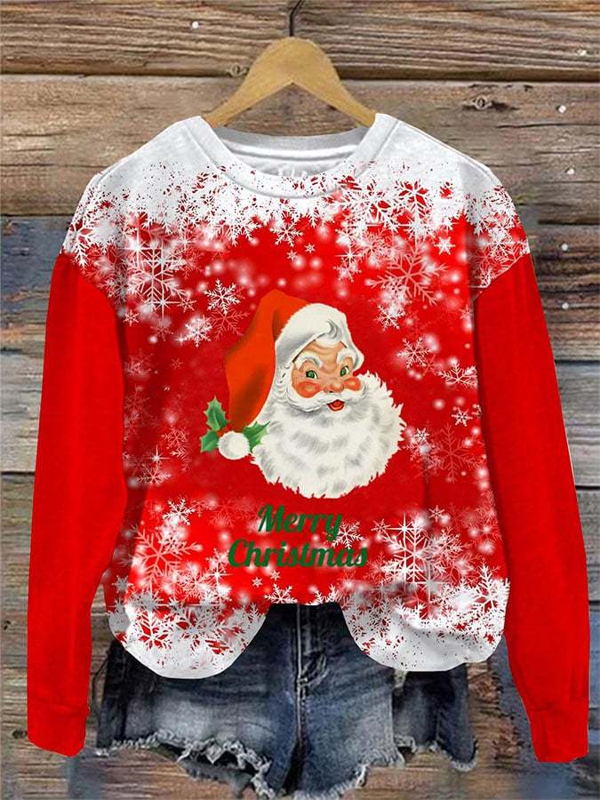 Women's Casual Santa Claus Print Long Sleeve Sweatshirt