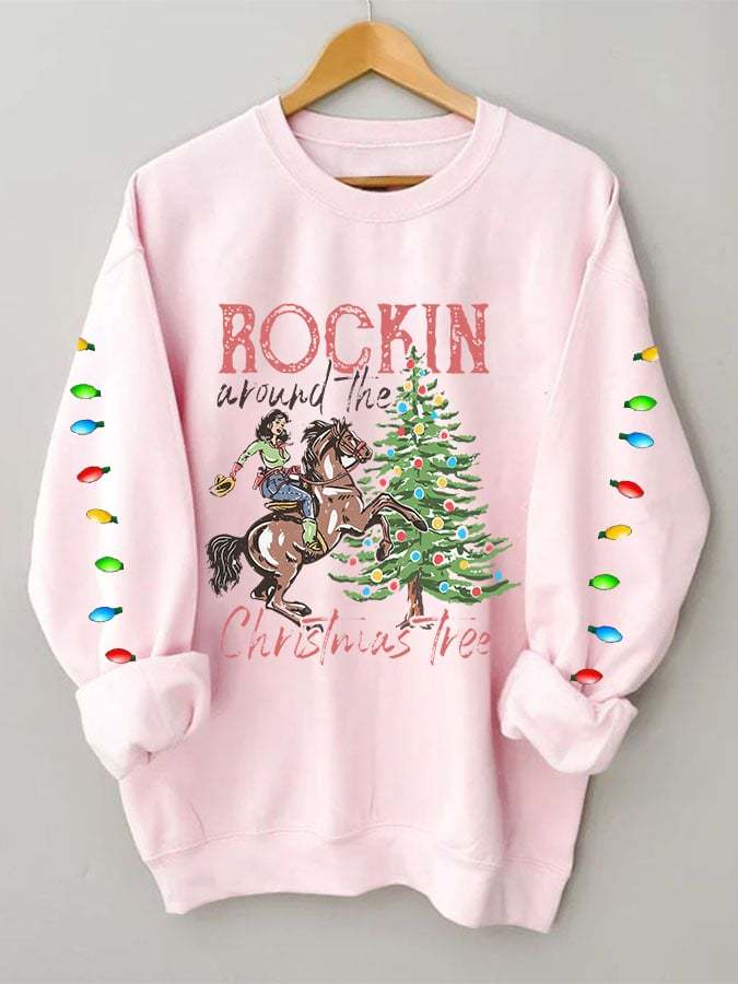 Women's Rockin Around The Christmas Tree Print Sweatshirt