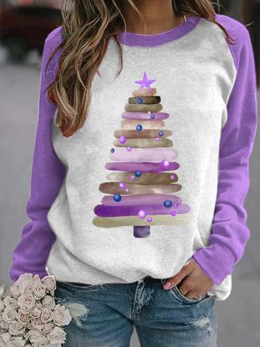 Women's Watercolor Tree Print Sweatshirt