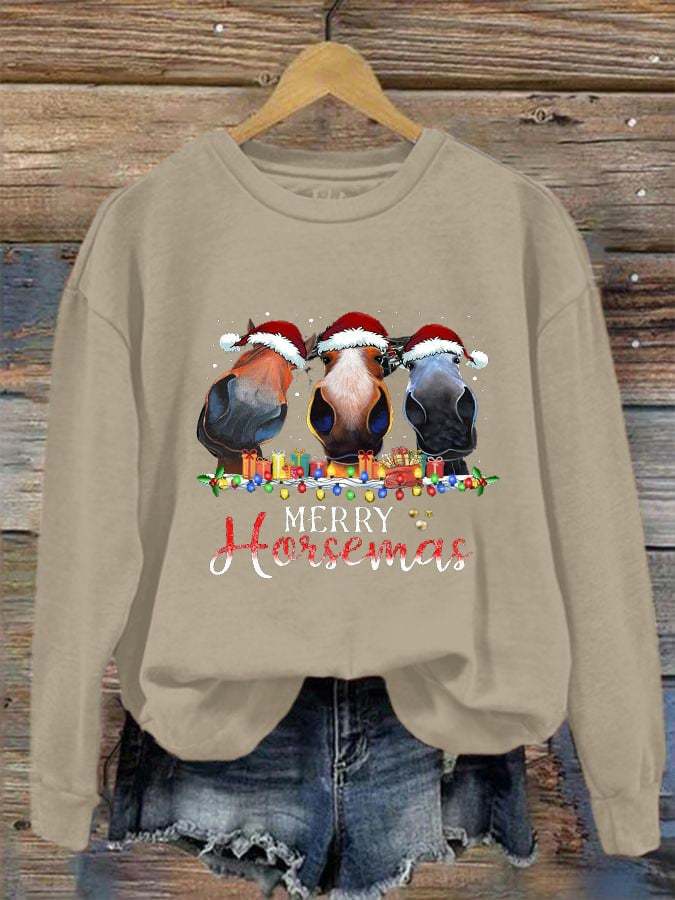 Women's Merry Horsemas Print Sweatshirt