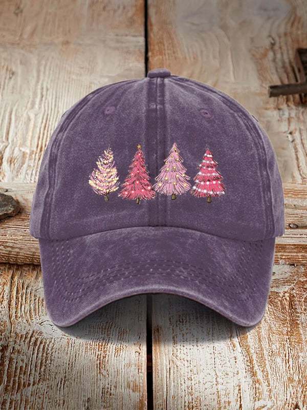 Pink Christmas tree print unisex hat