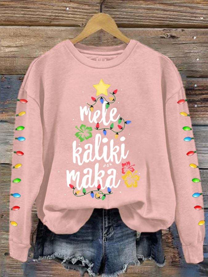 Women's Mele Kalikimaka Hawaii Christmas Print Sweatshirt