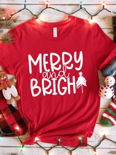 Women's Christmas Merry & Bright Print T-Shirt