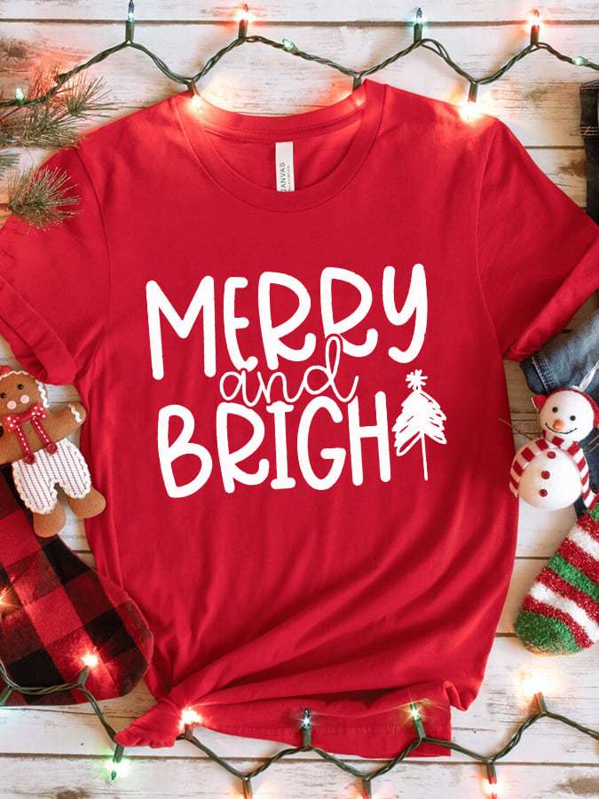 Women's Christmas Merry & Bright Print T-Shirt