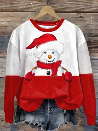 Women's Christmas Santa Print Long Sleeve Sweatshirt