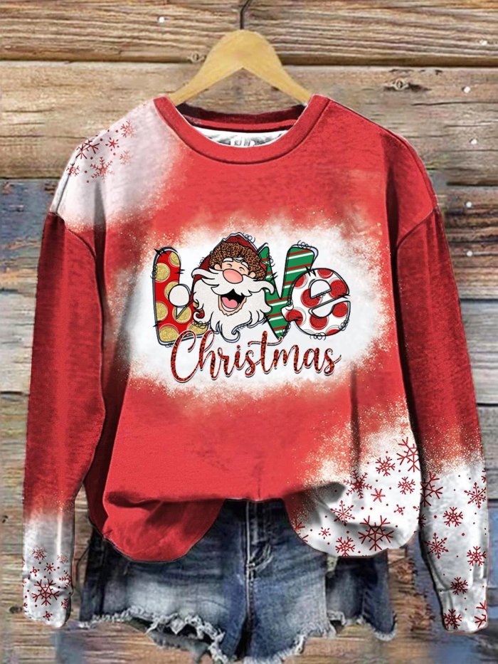 Women's Christmas Santa LOVE Print Sweatshirt