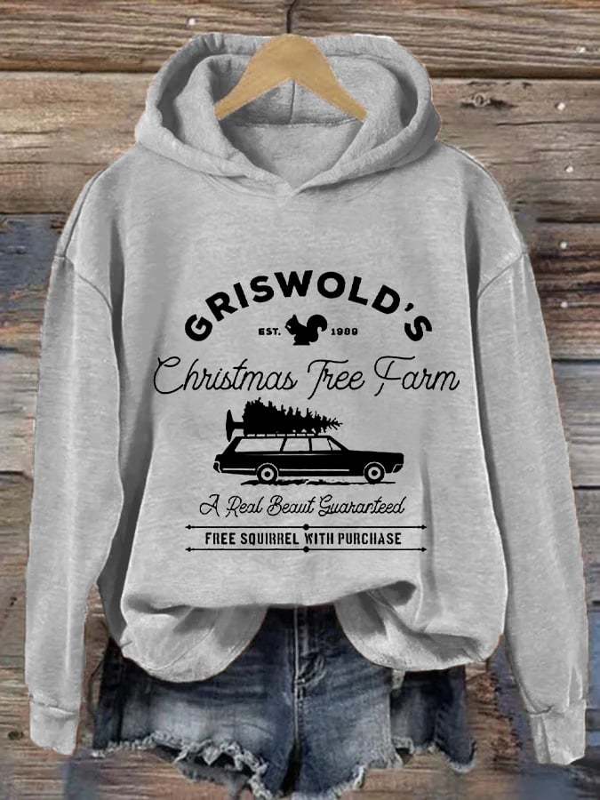 Women's Christmas Griswold Co Christmas Tree Farm Hooded Sweatshirt