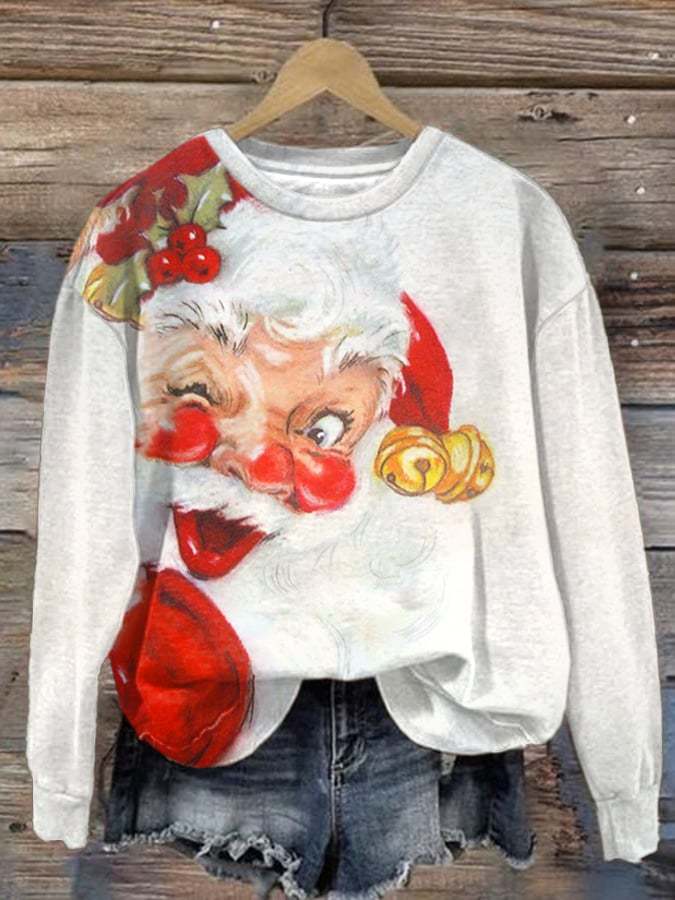 Women's Christmas Vintage Print Long Sleeve Sweatshirt