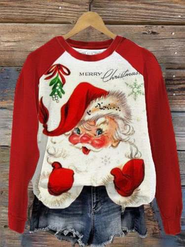 Women's Christmas Santa Believe Print Sweatshirt