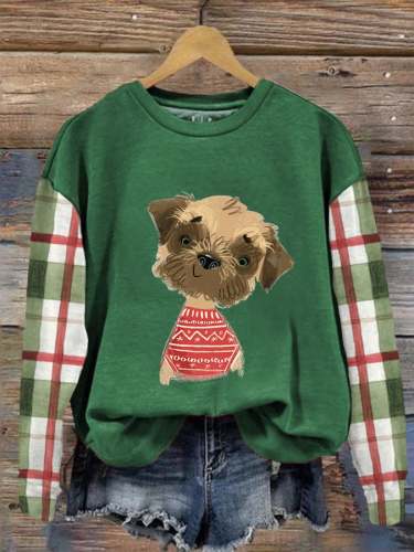 Women's Christmas Dog Print Sweatshirt