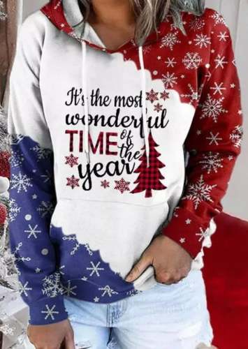 Women's It's The Most Wonderful Time Year Plaid Print Hoodie