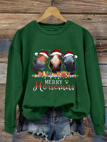 Women's Merry Horsemas Print Sweatshirt