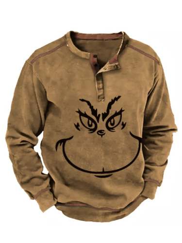 Men's Outdoor Christmas Print Henry Sweatshirt