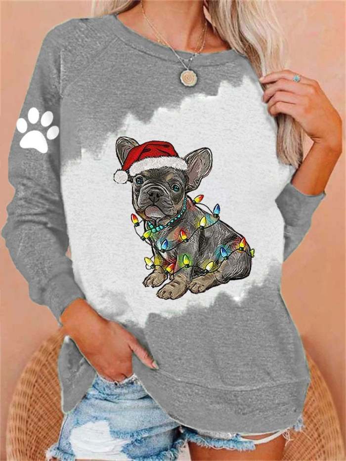 Women's Christmas French Bulldog Mom Print Casual Sweatshirt