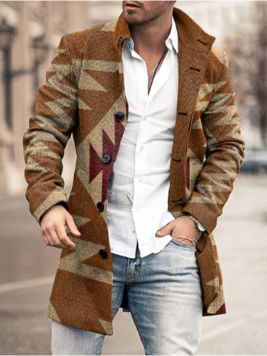 Men'S Retro Vintage Standing Collar Coat